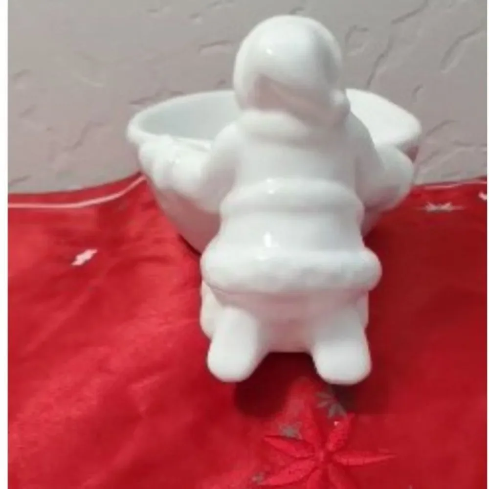 Williams Sonoma Santa Dish Holiday Candy Dish or Soap Dish White Ceramic